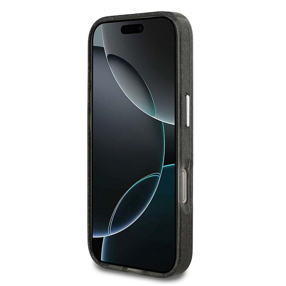 Apple iPhone 17 Pro Max Kılıf Karl Lagerfeld Orjinal Lisanslı Parlayan Simli Karl & Choupette Heads Kapak Gri