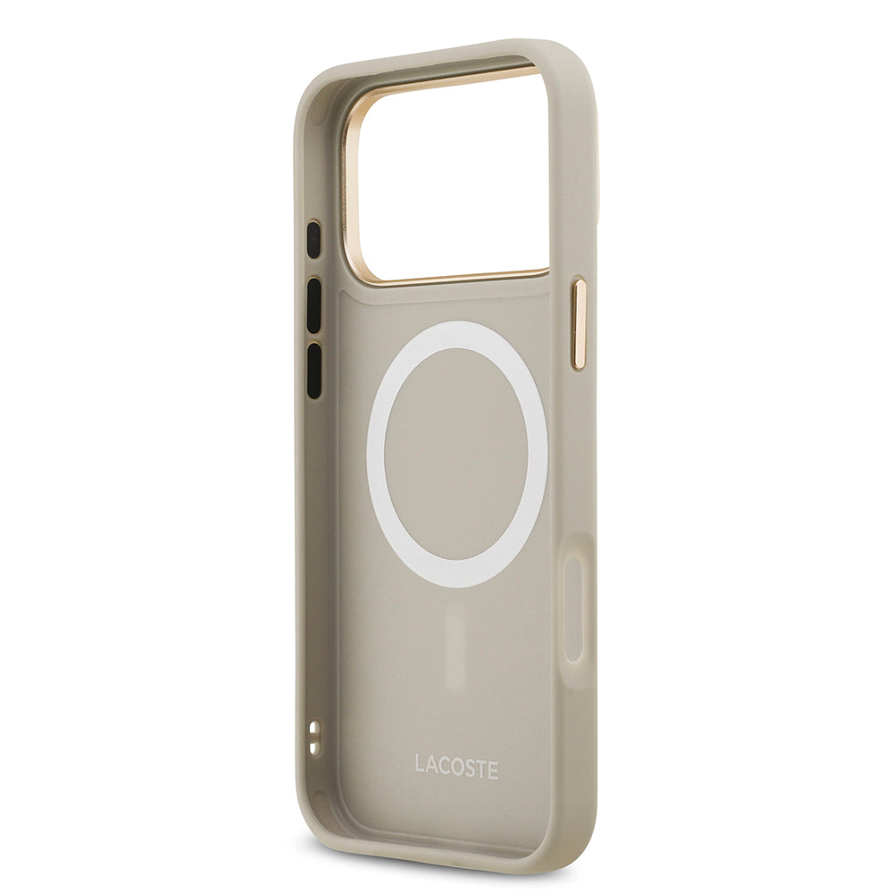 Apple iPhone 17 Pro Max Kılıf Lacoste Orjinal Lisanslı M-safe Şarj Özellikli Champs Elysees PU Deri Tasarımlı Kapak Siyah