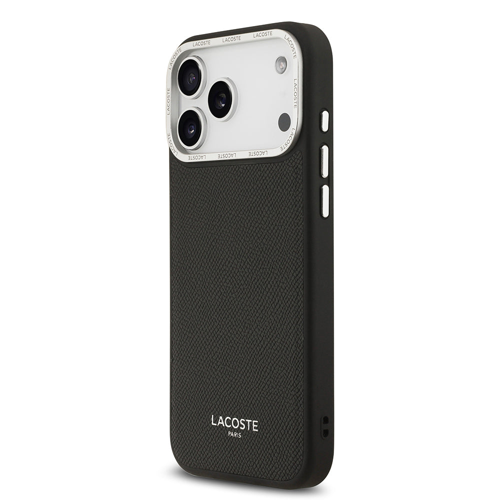 Apple iPhone 17 Pro Max Kılıf Lacoste Orjinal Lisanslı M-safe Şarj Özellikli Champs Elysees PU Deri Tasarımlı Kapak Pembe