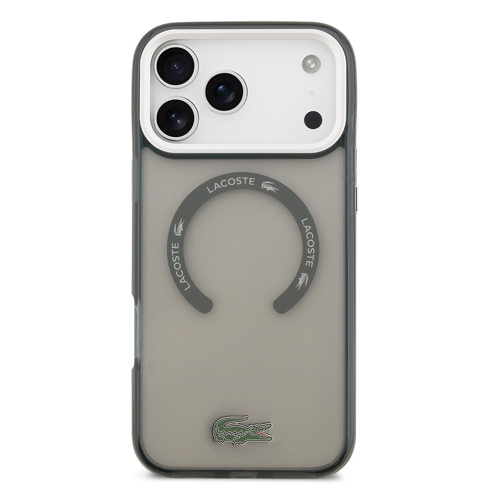 Apple iPhone 17 Pro Max Kılıf Lacoste Orjinal Lisanslı M-safe Şarj Özellikli İkonik Timsah Logolu Buzlu Kapak Yeşil