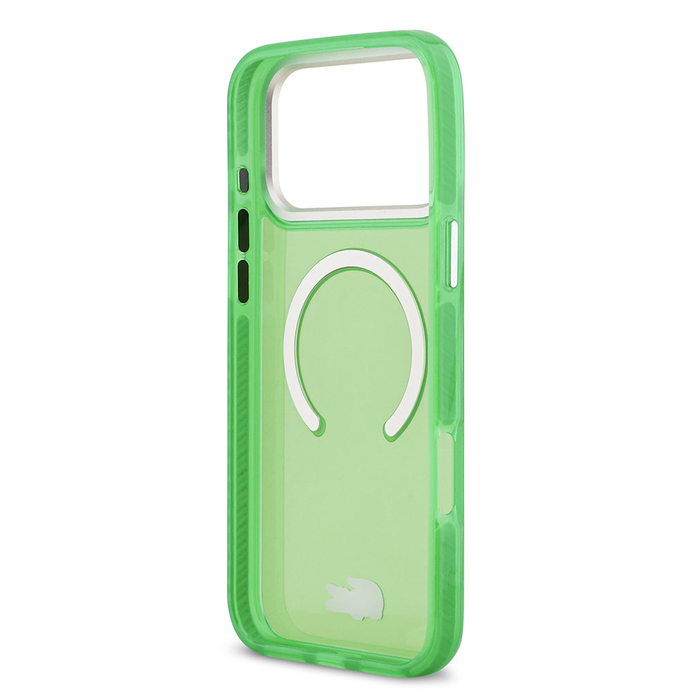 Apple iPhone 17 Pro Max Kılıf Lacoste Orjinal Lisanslı M-safe Şarj Özellikli İkonik Timsah Logolu Buzlu Kapak Yeşil