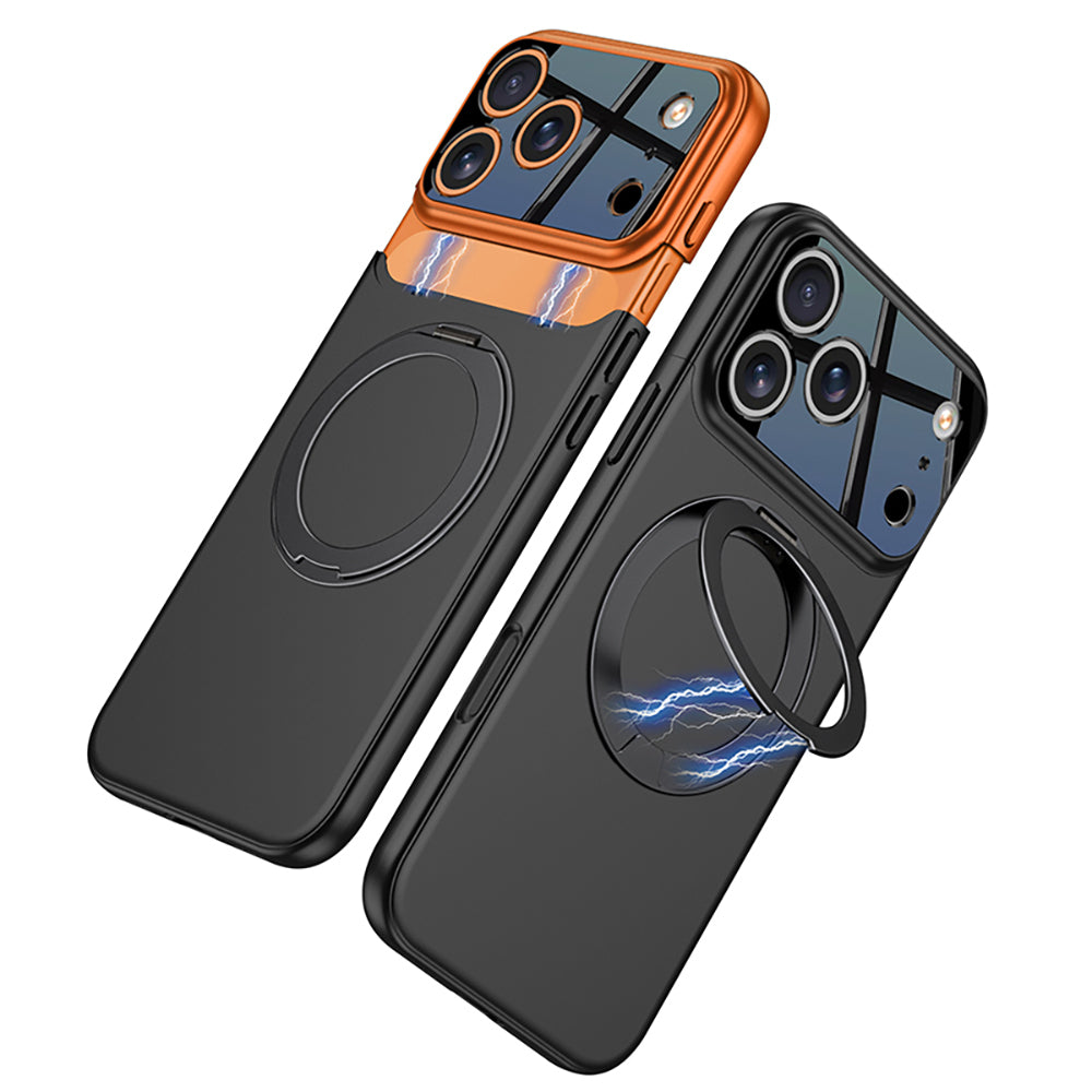 Apple iPhone 17 Pro Max Kılıf M-safe Şarj Özellikli 360 Derece Standlı Çift Parçalı Zore Torino Kapak Lacivert-Siyah