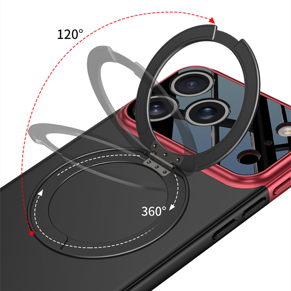 Apple iPhone 17 Pro Max Kılıf M-safe Şarj Özellikli 360 Derece Standlı Çift Parçalı Zore Torino Kapak Turuncu-Siyah