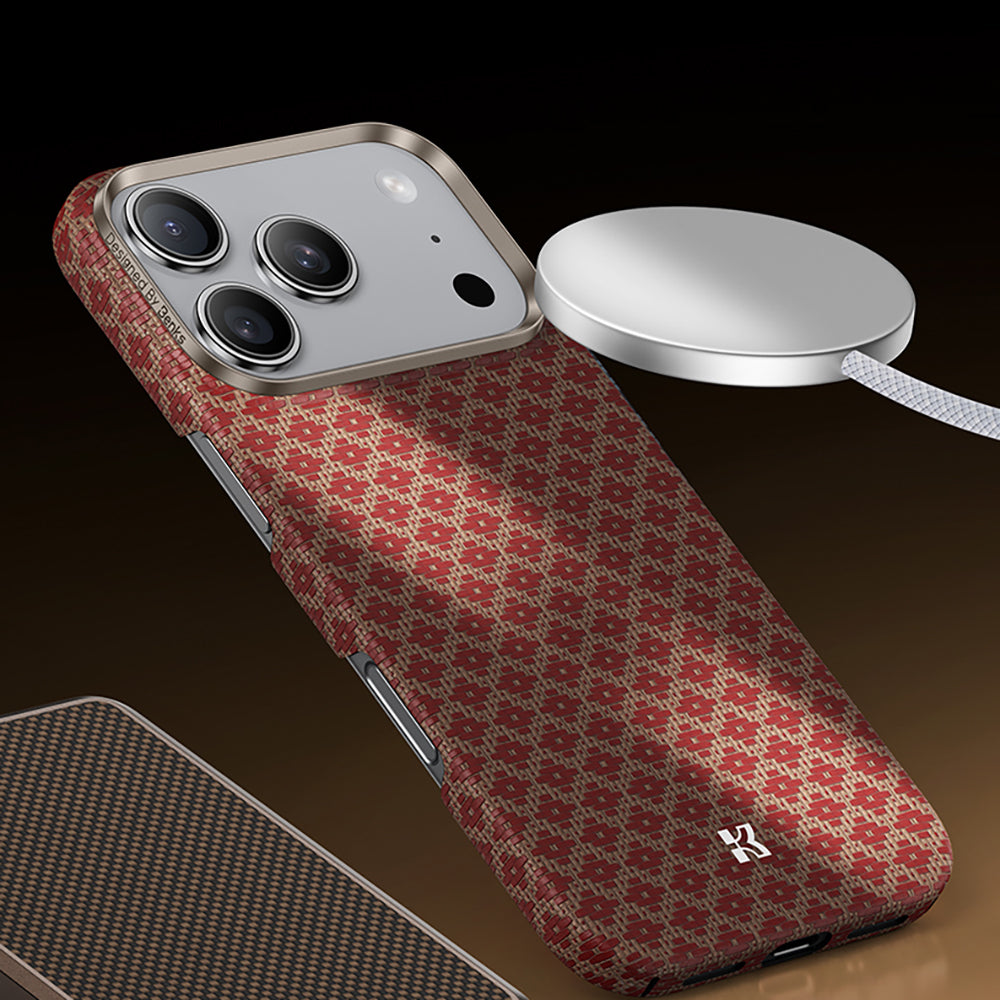 Apple iPhone 17 Pro Max Kılıf M-Safe Şarj Özellikli Benks ArmorAir ArmorGrid Serisi Kevlar Kapak Mavi