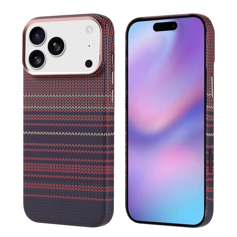 Apple iPhone 17 Pro Max Kılıf M-safe Şarj Özellikli Karbon Fiber Görünümlü Zore Nekst Kapak Kırmızı