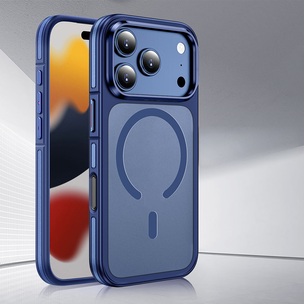 Apple iPhone 17 Pro Max Kılıf M-safe Şarj Özellikli Mat Görünümlü Wlons Vevo Kapak Mavi