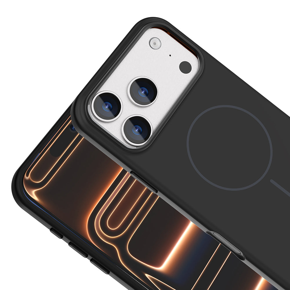 Apple iPhone 17 Pro Max Kılıf M-Safe Şarj Özellikli Metal Kamera Çerçeveli Zore Edi Silikon Kapak Siyah