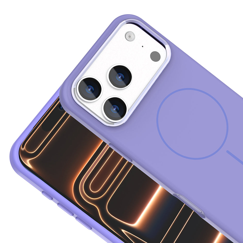 Apple iPhone 17 Pro Max Kılıf M-Safe Şarj Özellikli Metal Kamera Çerçeveli Zore Edi Silikon Kapak Lacivert