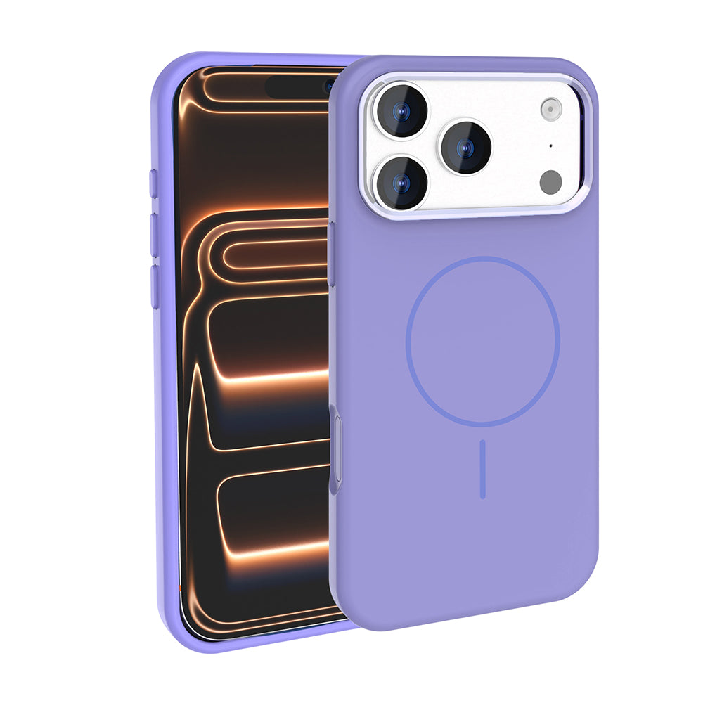 Apple iPhone 17 Pro Max Kılıf M-Safe Şarj Özellikli Metal Kamera Çerçeveli Zore Edi Silikon Kapak Lila