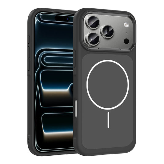 Apple iPhone 17 Pro Max Kılıf M-Safe Şarj Özellikli Metal Kamera Çerçeveli Zore Sanremo Silikon Kapak Siyah