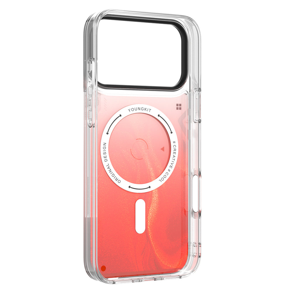 Apple iPhone 17 Pro Max Kılıf M-safe Şarj Özellikli Parlak Kumlu Sıvılı Tasarımlı Galaxy Fantasy Serisi Kapak Yeşil