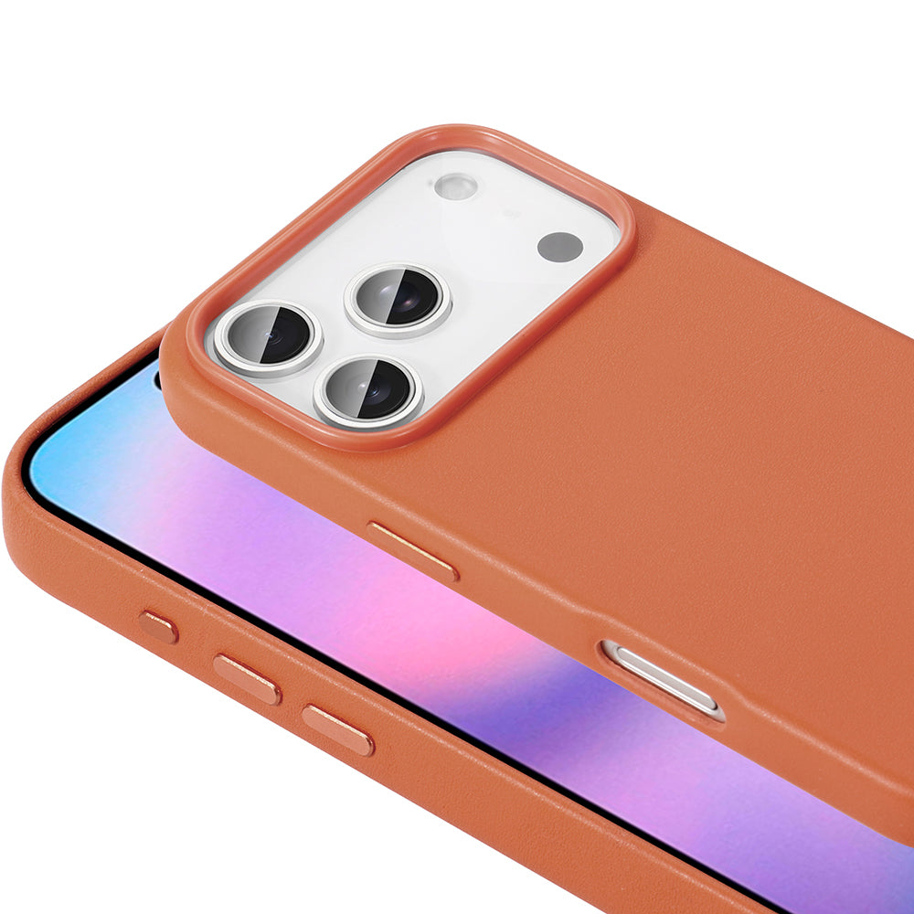 Apple iPhone 17 Pro Max Kılıf M-safe Şarj Özellikli PU Deri Görünümlü Zore Kupra Kapak Pembe