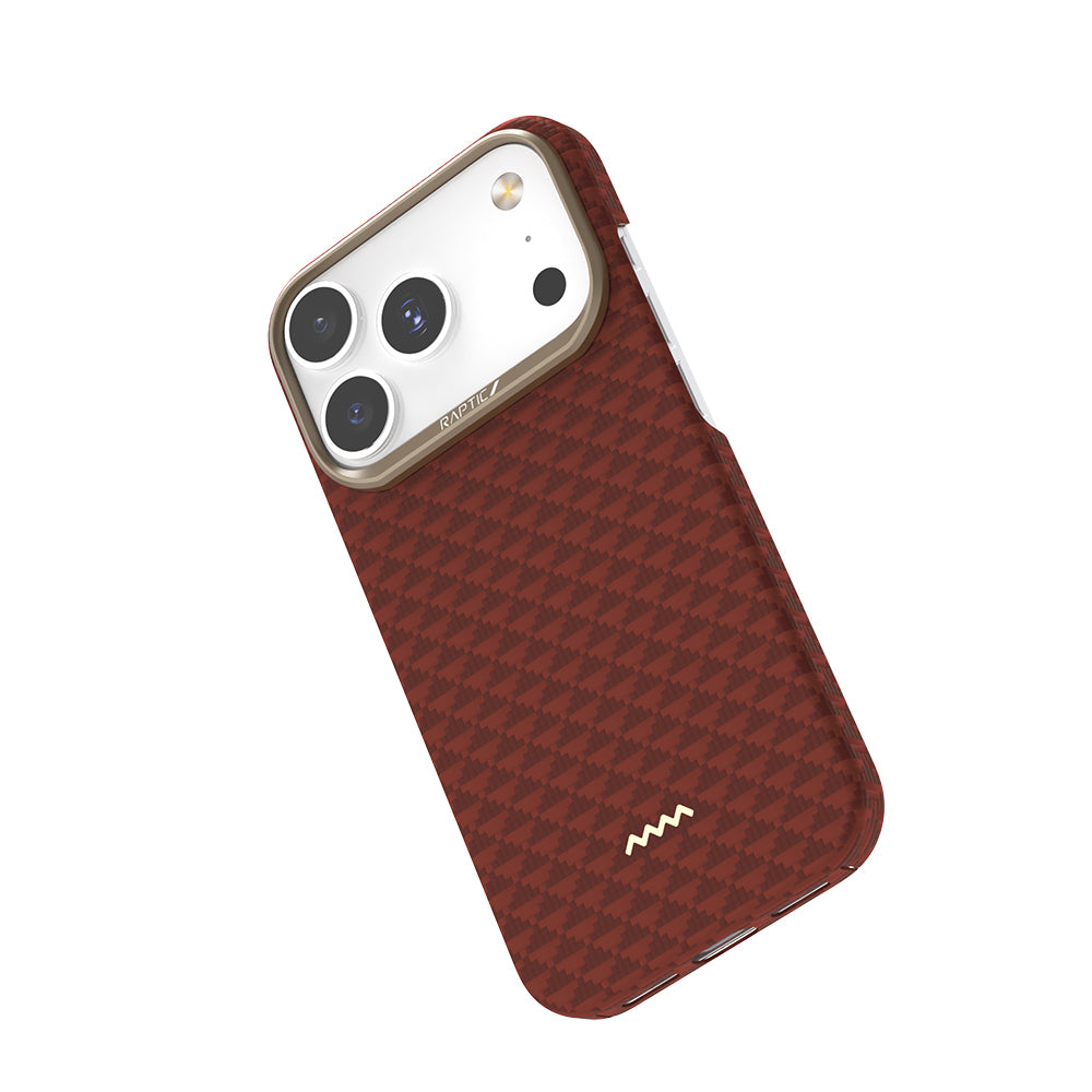 Apple iPhone 17 Pro Max Kılıf M-safe Şarj Özellikli Raptic Aramid Skin Origin Serisi Kapak Gold-Mavi