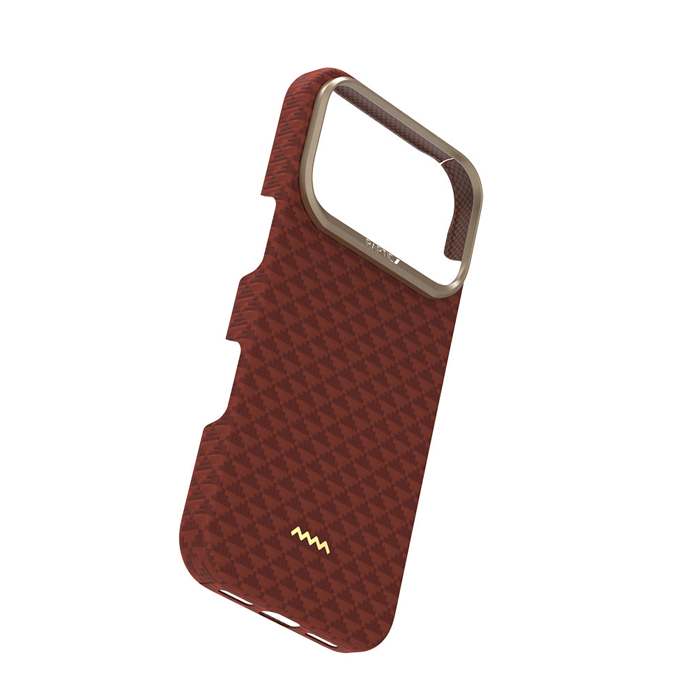 Apple iPhone 17 Pro Max Kılıf M-safe Şarj Özellikli Raptic Aramid Skin Origin Serisi Kapak Gold-Mavi