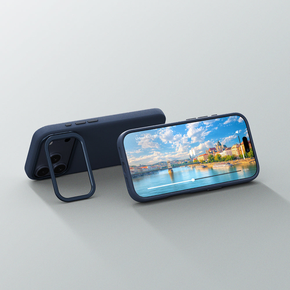 Apple iPhone 17 Pro Max Kılıf M-safe Şarj Özellikli Standlı Amazingthing Glamour Mag Serisi PU Kapak Gri