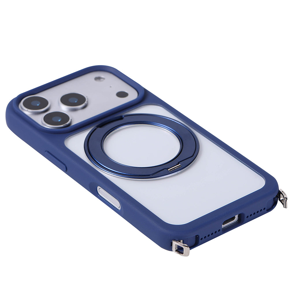 Apple iPhone 17 Pro Max Kılıf M-Safe Şarj Özellikli Standlı Zore Piza Silikon Kapak Siyah