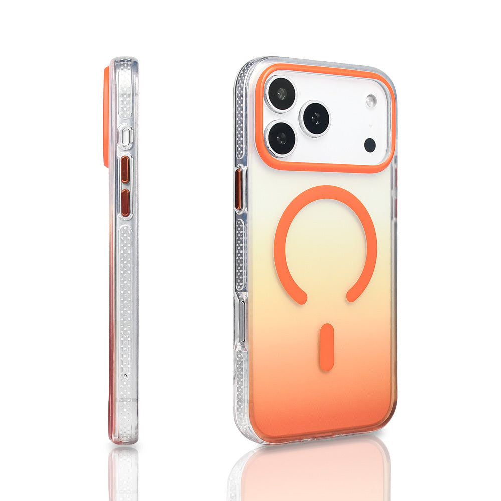 Apple iPhone 17 Pro Max Kılıf M-safe Şarj Özellikli Transparan Renk Geçişli Zore Toros Kapak Gold