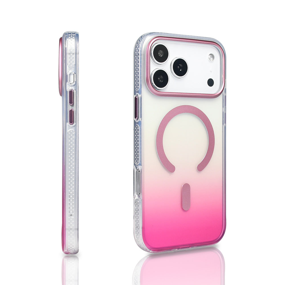 Apple iPhone 17 Pro Max Kılıf M-safe Şarj Özellikli Transparan Renk Geçişli Zore Toros Kapak Gold