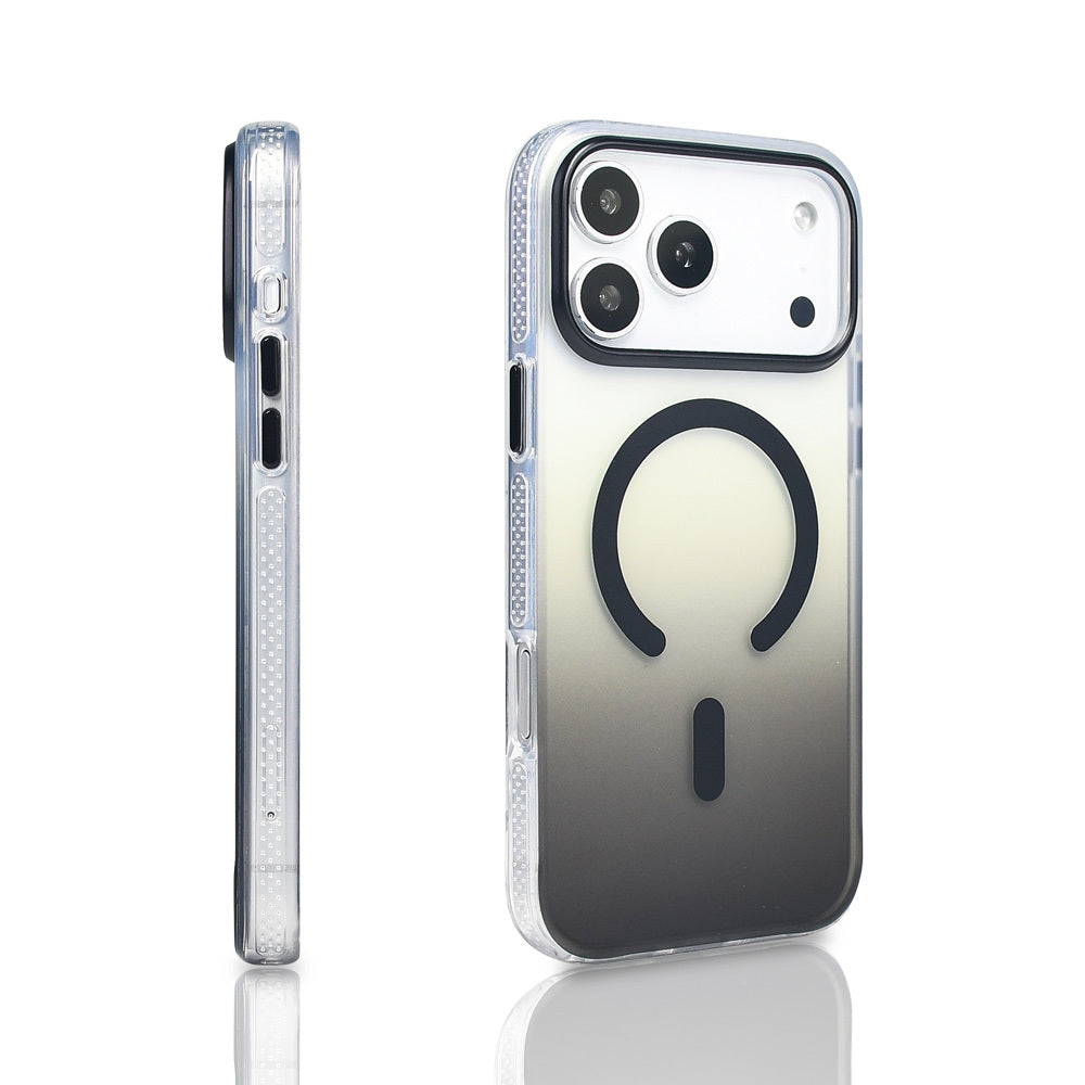 Apple iPhone 17 Pro Max Kılıf M-safe Şarj Özellikli Transparan Renk Geçişli Zore Toros Kapak Siyah