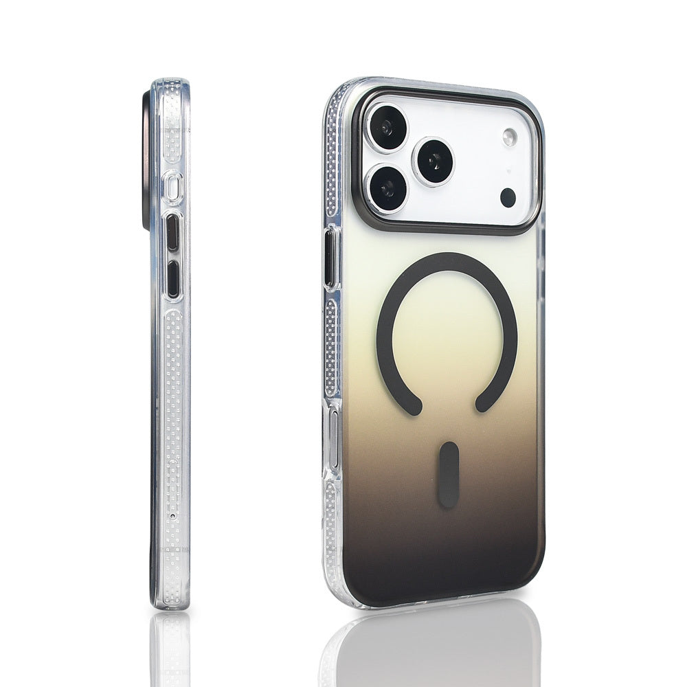 Apple iPhone 17 Pro Max Kılıf M-safe Şarj Özellikli Transparan Renk Geçişli Zore Toros Kapak Gri