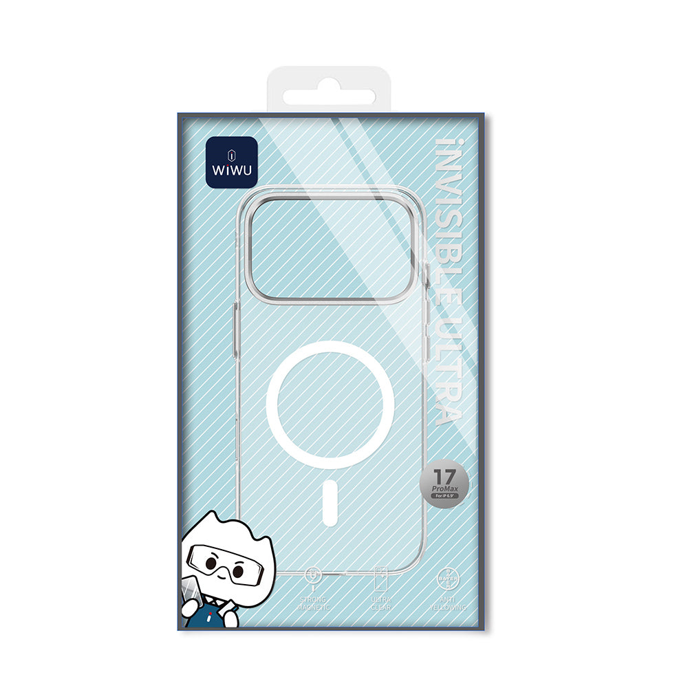 Apple iPhone 17 Pro Max Kılıf M-safe Şarj Özellikli Wiwu YXK-208 Invisible Ultra Sert PC Kapak Şeffaf