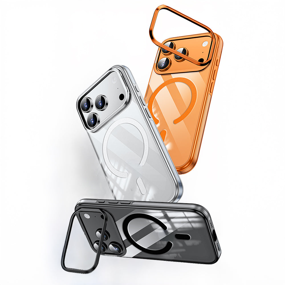 Apple iPhone 17 Pro Max Kılıf M-safe Şarj Özellikli Wlons Standlı Efsane Kapak Siyah