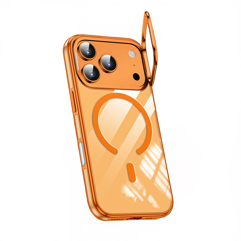 Apple iPhone 17 Pro Max Kılıf M-safe Şarj Özellikli Wlons Standlı Efsane Kapak Gümüş