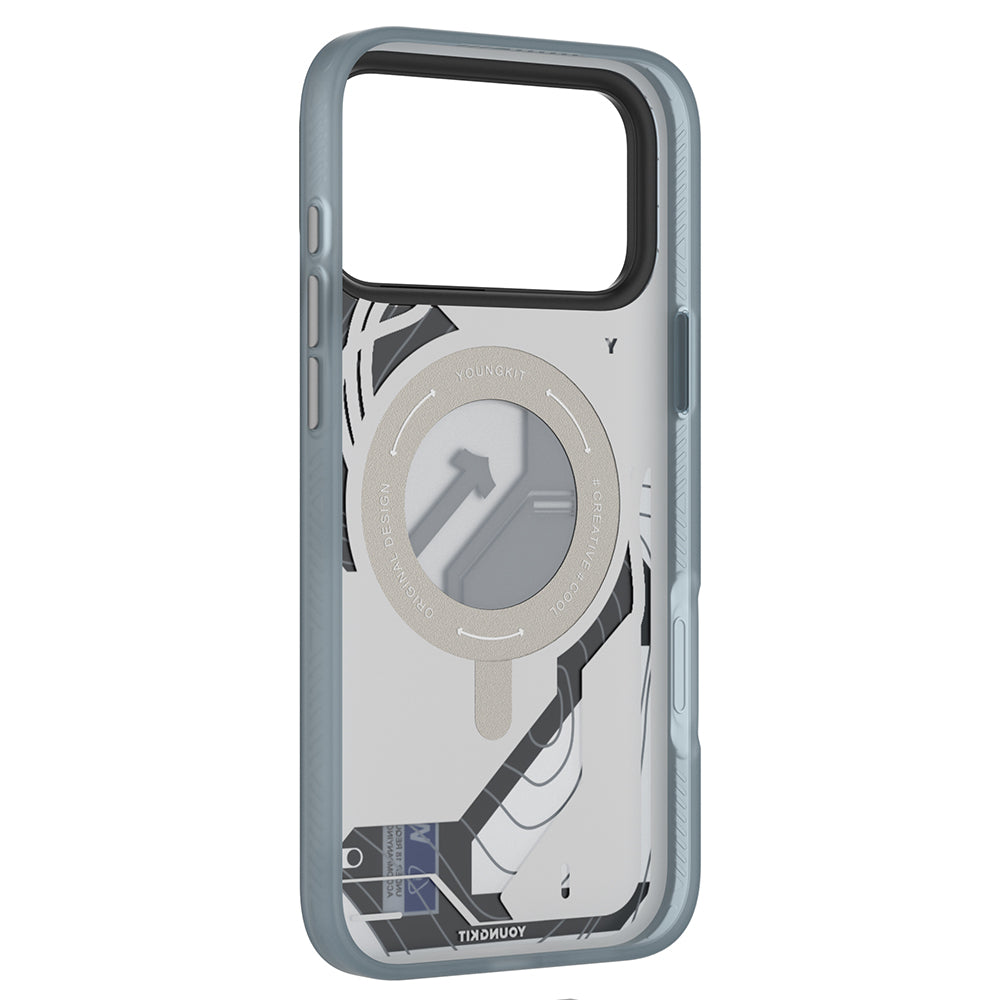 Apple iPhone 17 Pro Max Kılıf M-safe Şarj Özellikli Youngkit Starship Serisi Kapak Mavi