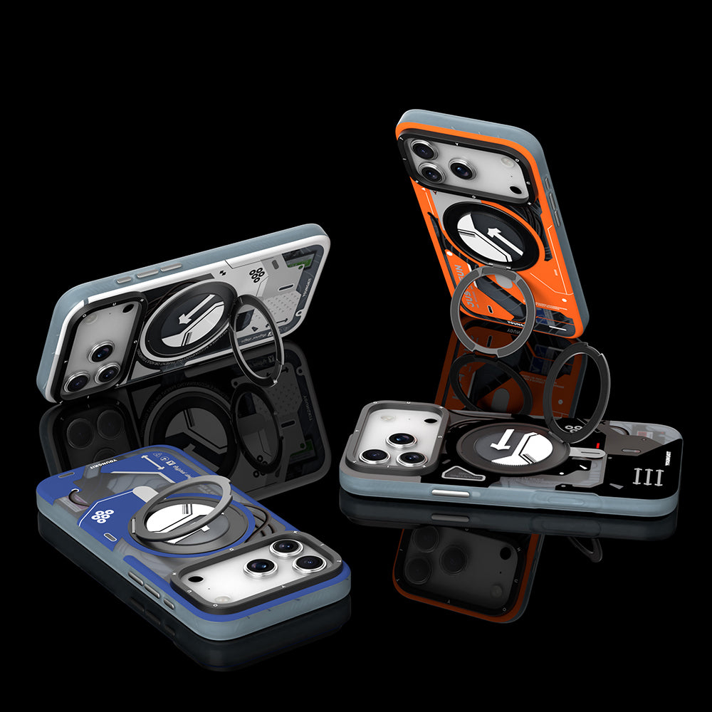 Apple iPhone 17 Pro Max Kılıf M-safe Şarj Özellikli Youngkit Starship Serisi Kapak Mavi