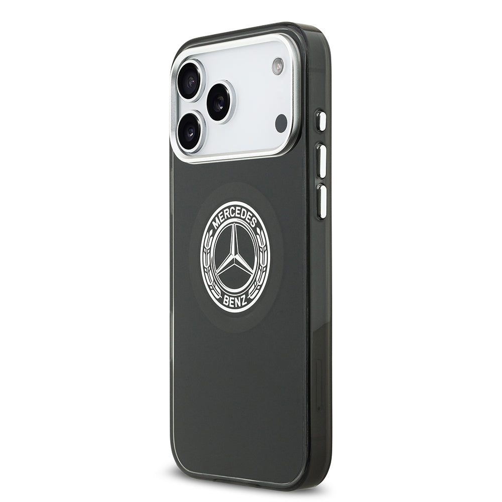 Apple iPhone 17 Pro Max Kılıf Mercedes Benz Orjinal Lisanslı M-safe Şarj Özellikli Çift Katmanlı PC Nostaljik Yıldız Dizayn Kapak Gri