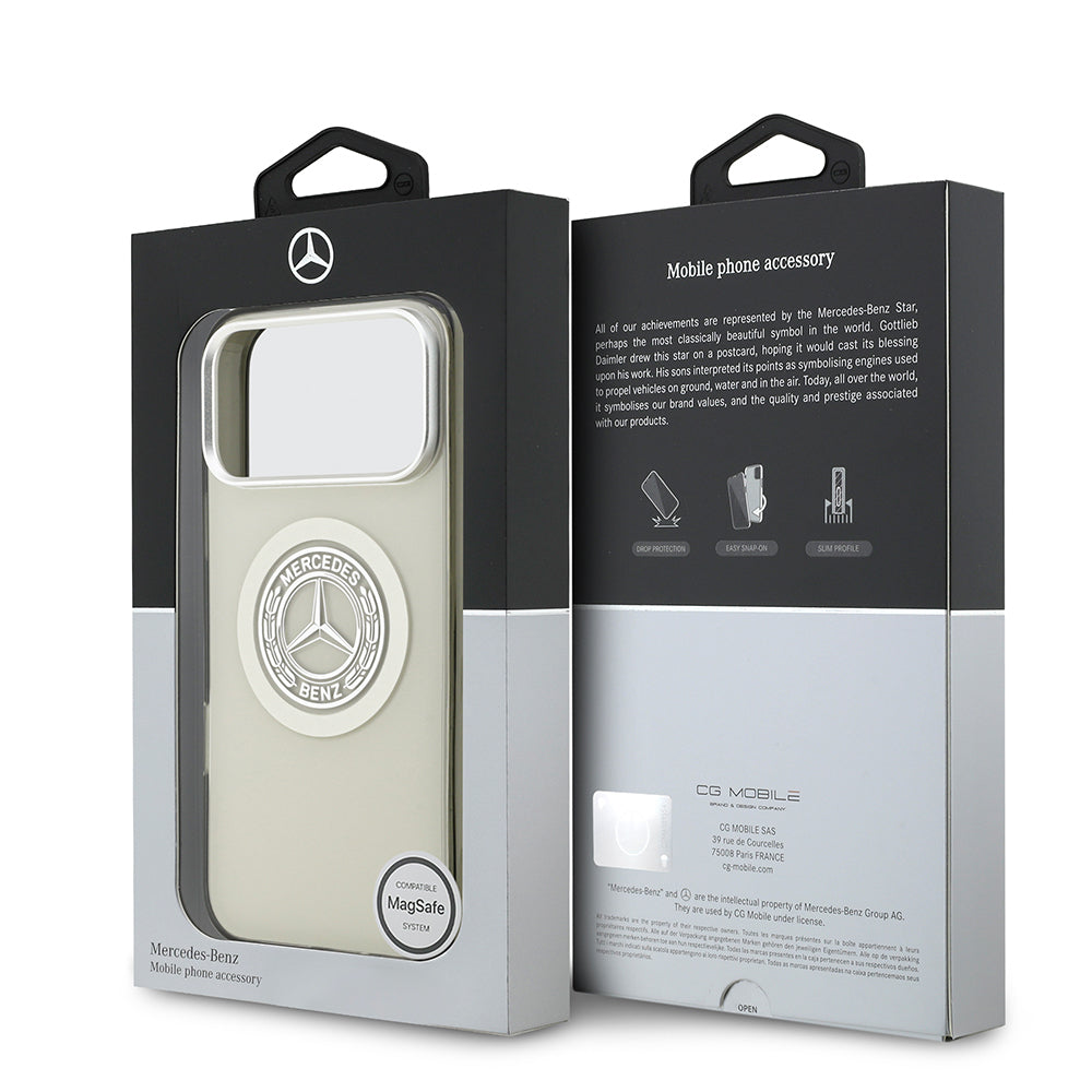 Apple iPhone 17 Pro Max Kılıf Mercedes Benz Orjinal Lisanslı M-safe Şarj Özellikli Çift Katmanlı PC Nostaljik Yıldız Dizayn Kapak Siyah