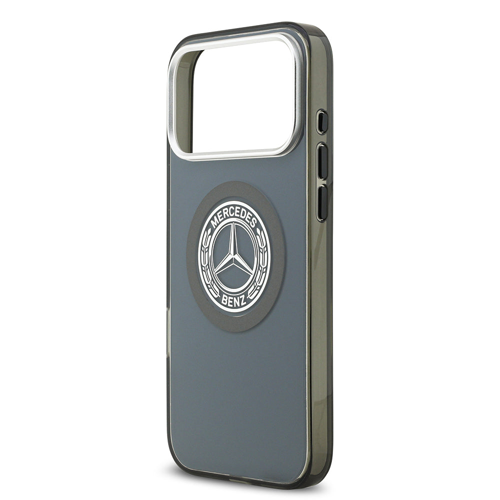 Apple iPhone 17 Pro Max Kılıf Mercedes Benz Orjinal Lisanslı M-safe Şarj Özellikli Çift Katmanlı PC Nostaljik Yıldız Dizayn Kapak Gri
