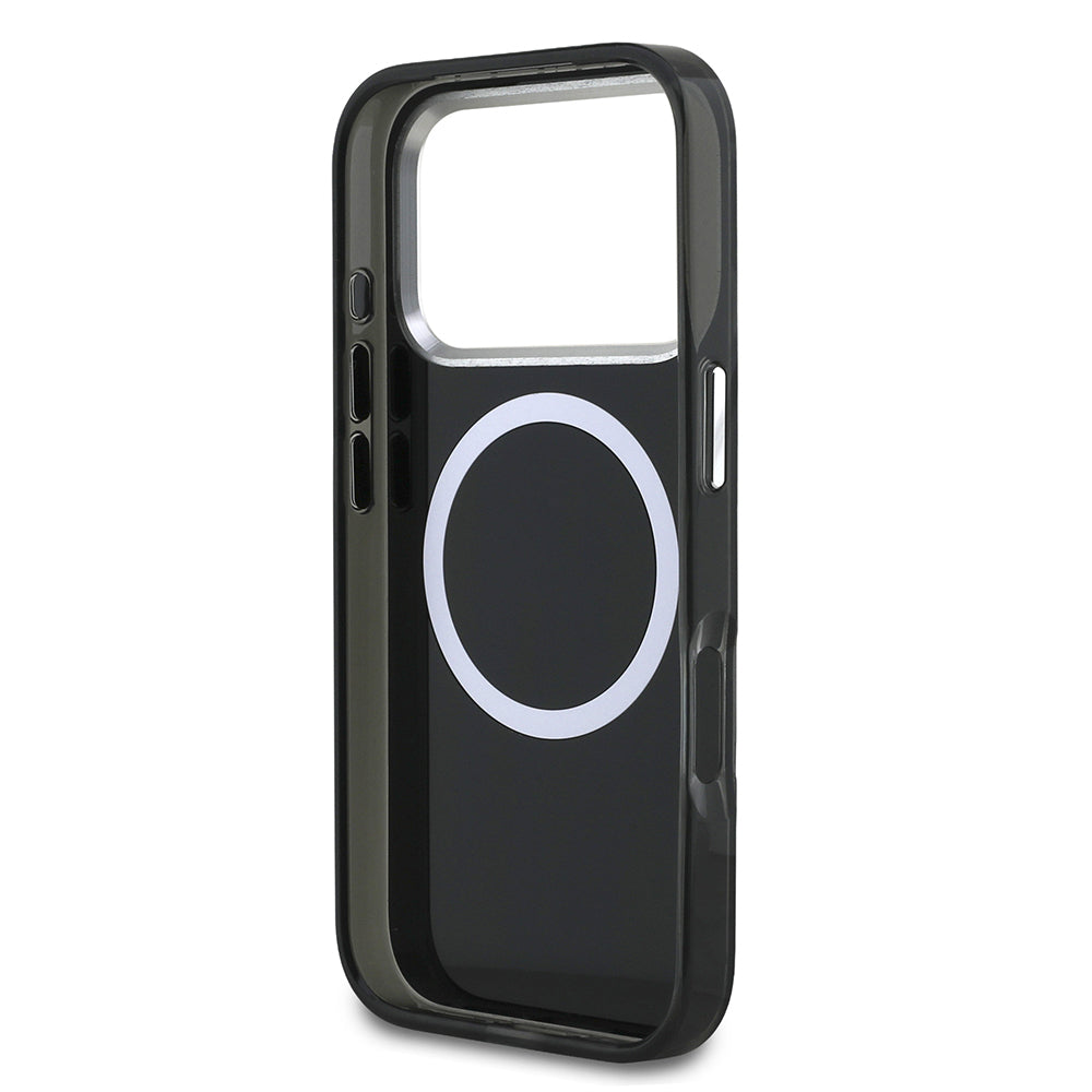 Apple iPhone 17 Pro Max Kılıf Orjinal Lisanslı M-safe Şarj Özellikli Karl Lagerfeld IML Baskılı Monogram Dizayn Kapak Siyah