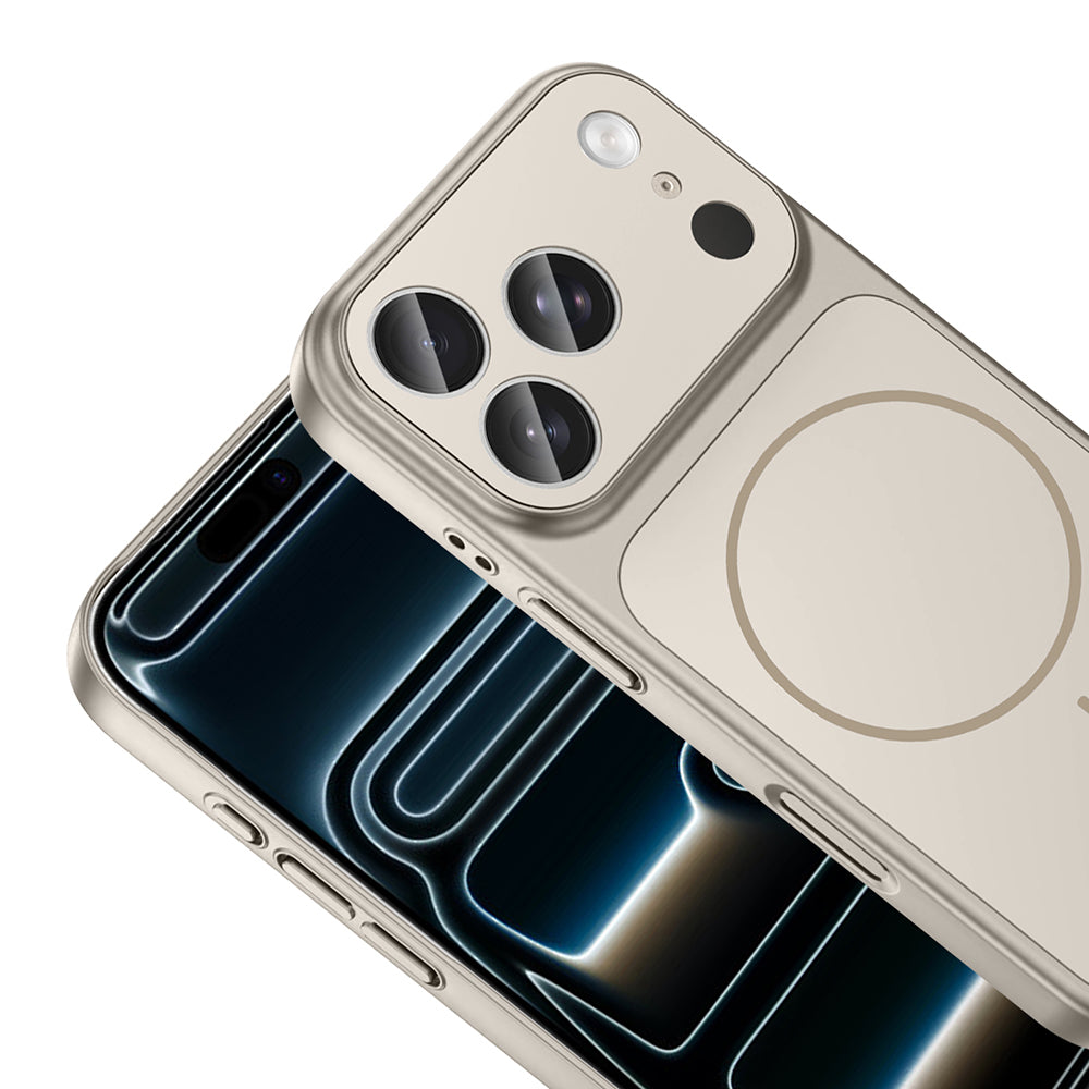 Apple iPhone 17 Pro Max Kılıf Zore M-Safe Şarj Özellikli Kamera Korumalı Formen Kapak Gold