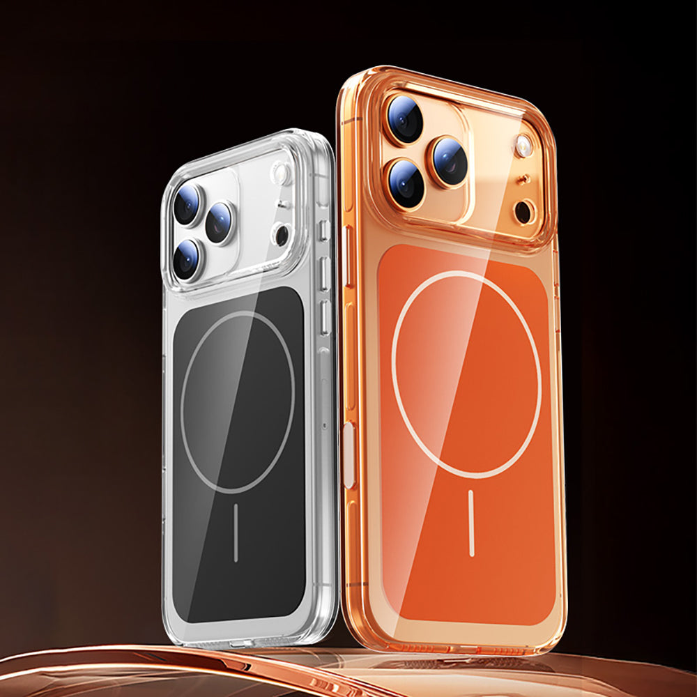 Apple iPhone 17 Pro Max Kılıf Zore M-safe Şarj Özellikli Şeffaf Kamera Kontrol Butonlu Lugano Kapak Lacivert