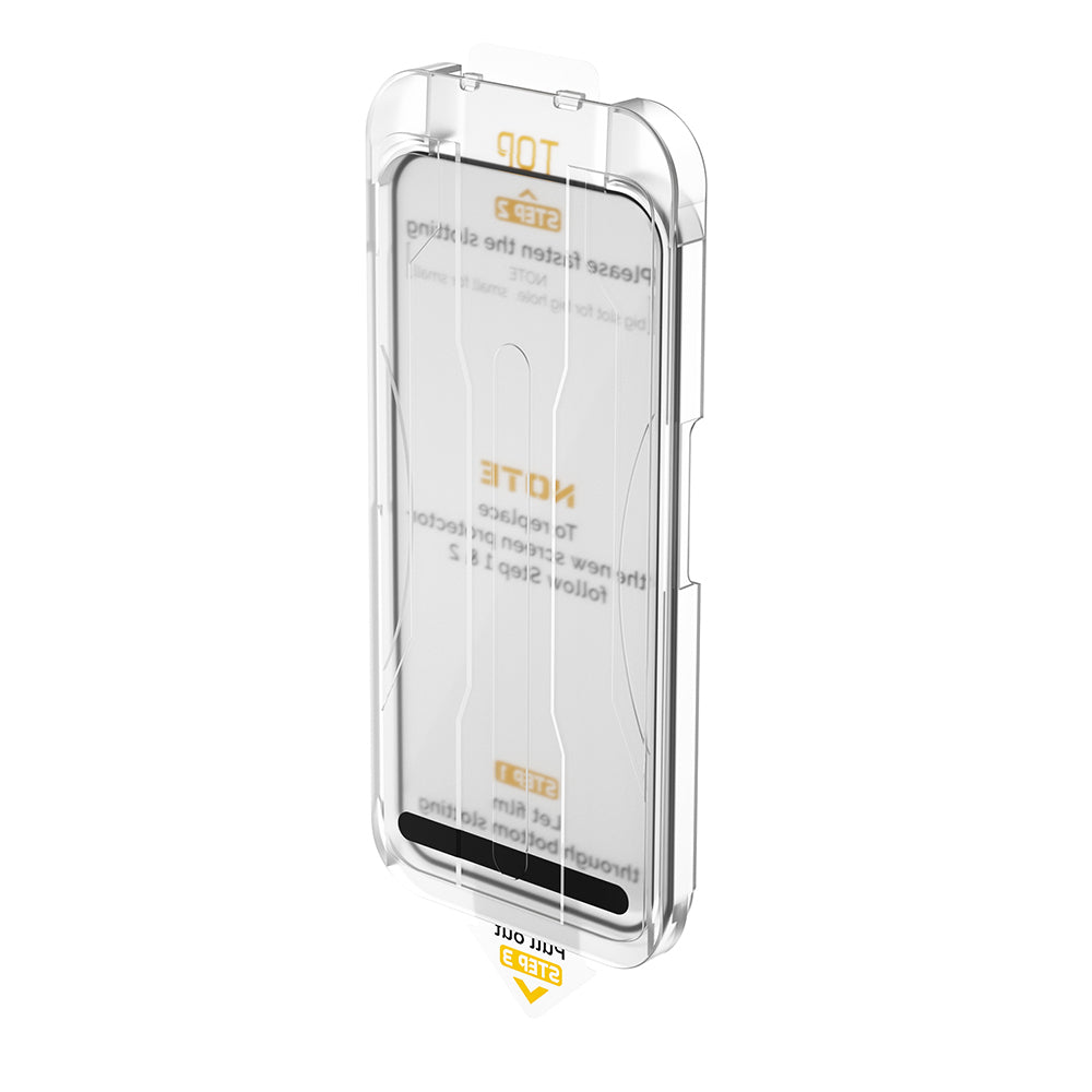 Apple iPhone 17 Pro Max Wiwu SQ-008 Oleofobik Easy Install Darbeye Karşı Dayanıklı Temperli Cam Ekran Koruyucu + Kolay Uygulama Aparatlı Şeffaf