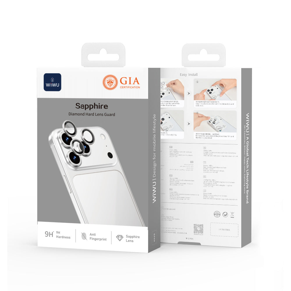 Apple iPhone 17 Pro Wiwu LG-003 Lens Guard Çizilmeye Karşı Dayanıklı Safir Kamera Lens Koruyucu Gri