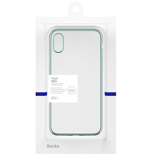 Apple iPhone X Benks Magic Glitz Ultra-Thin Transparent Protective Soft Kapak Yeşil