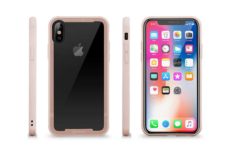 Apple iPhone XS 5.8 Kılıf Roar Glassoul Airframe Kapak Rose Gold