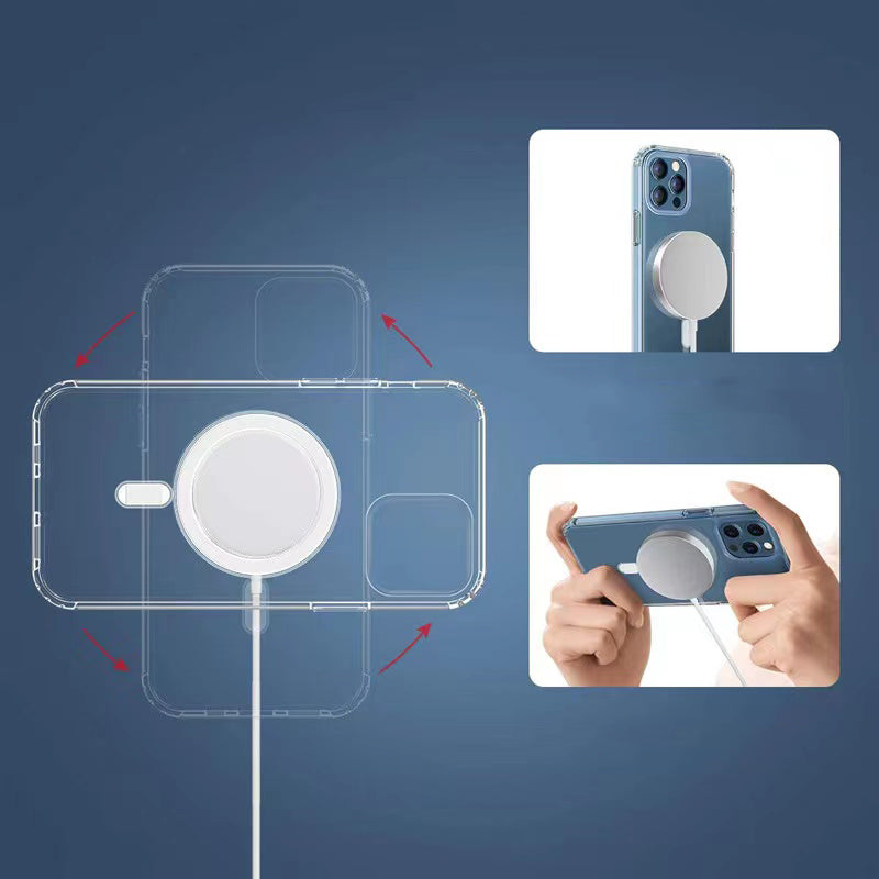 Apple iPhone XS Max 6.5 Kılıf M-safe Şarj Özellikli Şeffaf Sert PC Zore Embos Kapak Renksiz