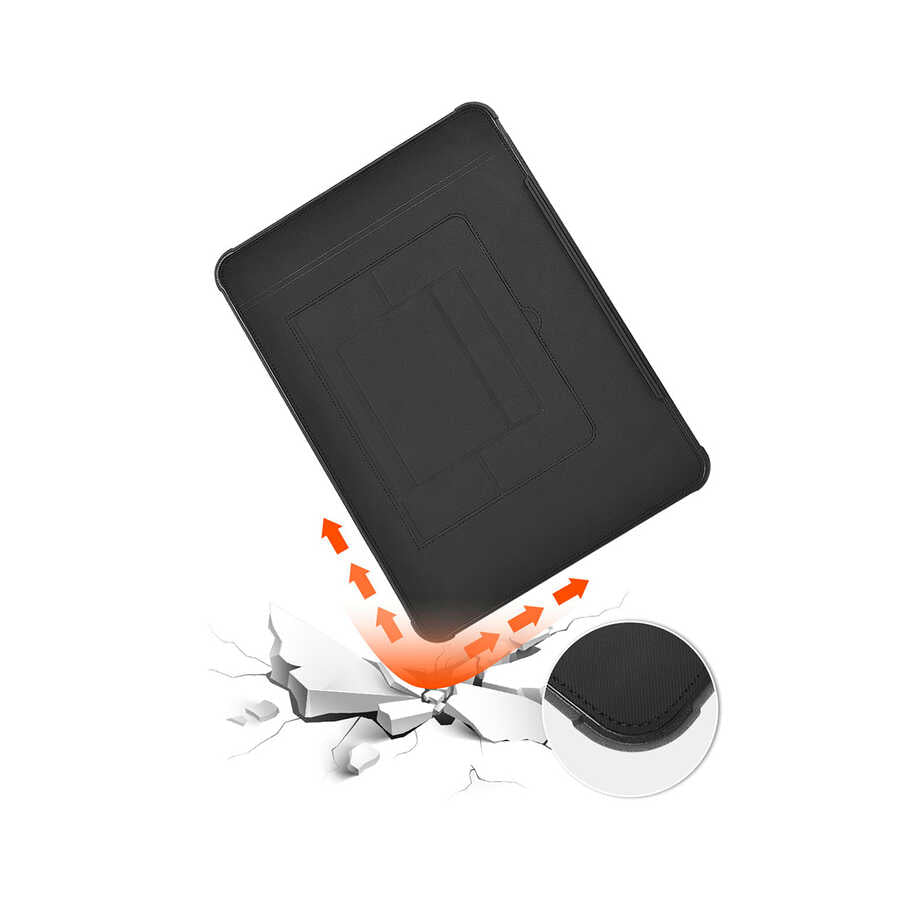 Apple Macbook Pro 14.2 2023 A2779 Wiwu Defender Stand Case Taşınabilir Standlı Magnetik PU Laptop Çantası Siyah