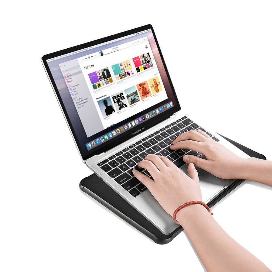 Apple Macbook Pro 14.2 2023 A2779 Wiwu Defender Stand Case Taşınabilir Standlı Magnetik PU Laptop Çantası Siyah