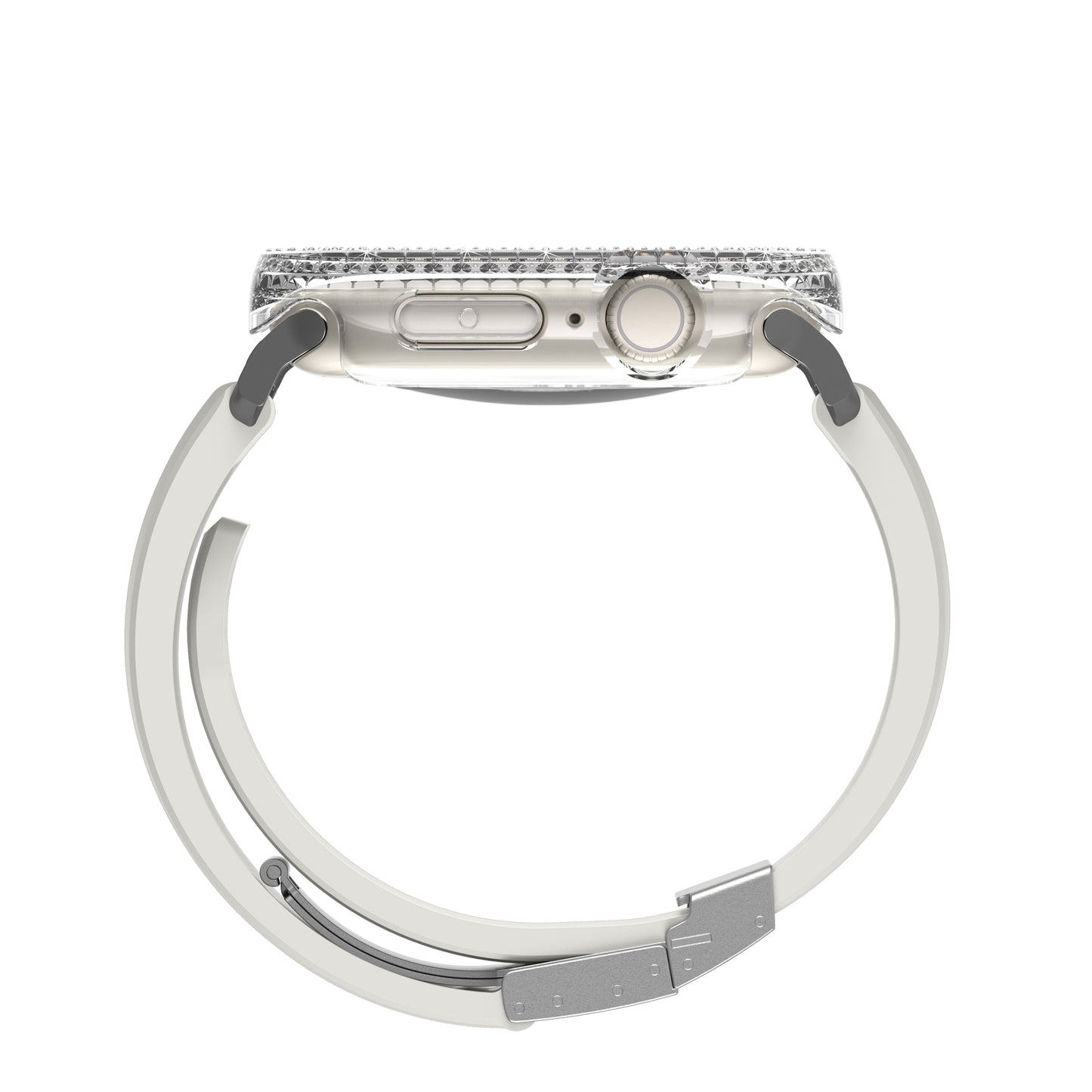 Apple Watch 10 42mm Amazingthing Gleam Fit FullGuard Taşlı Sert PC Kasa ve Ekran Koruyucu Şeffaf