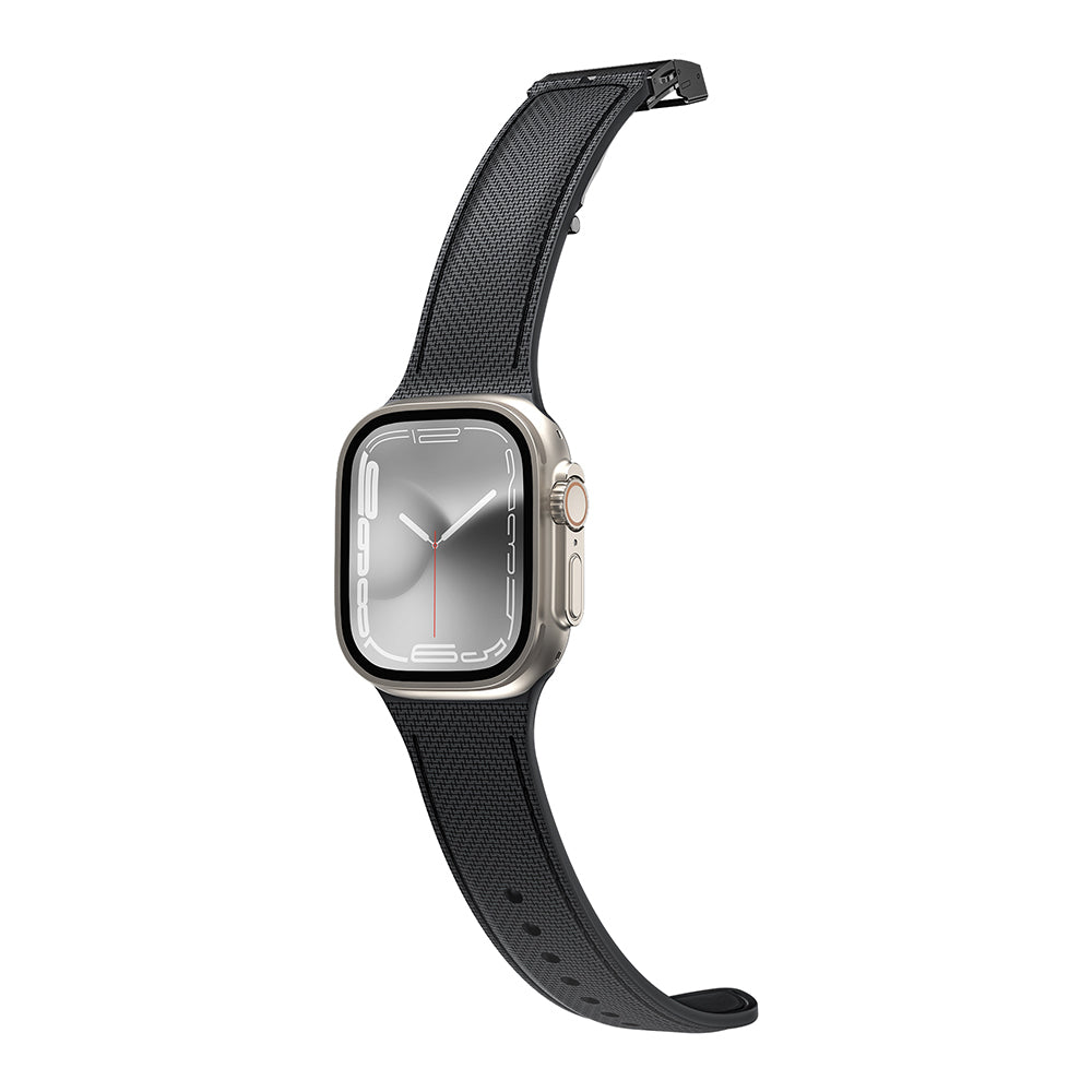 Apple Watch 10 42mm Amazingthing Titan Swift Deri Dokulu Silikon Kordon Gri