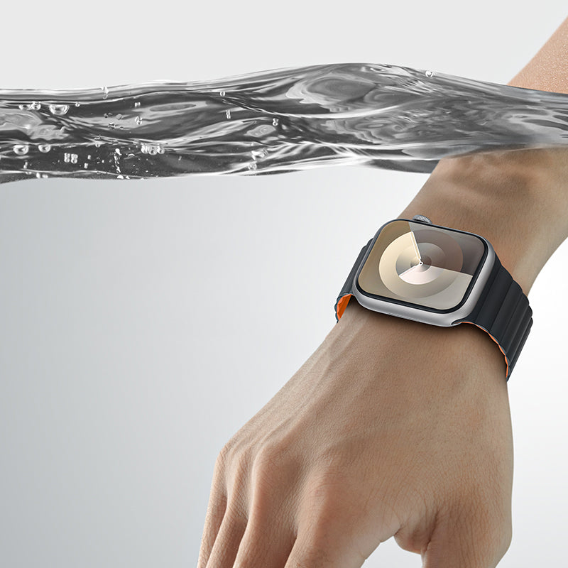 Apple Watch 10 42mm Benks Magnetik Tak Çıkar Silikon Strap Kayış Starlight-Turuncu