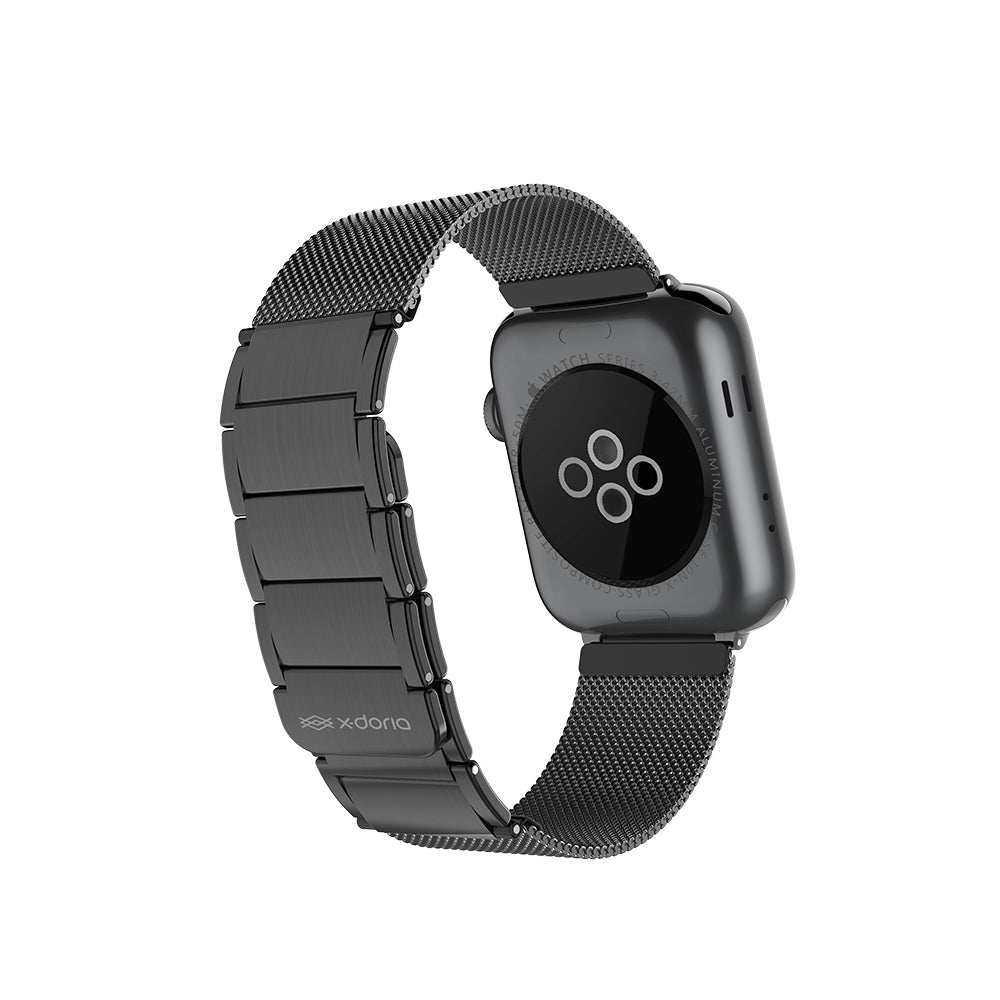 Apple Watch 10 42mm Raptic Classic Plus Serisi Magnetik Metal Hasır Kordon Siyah