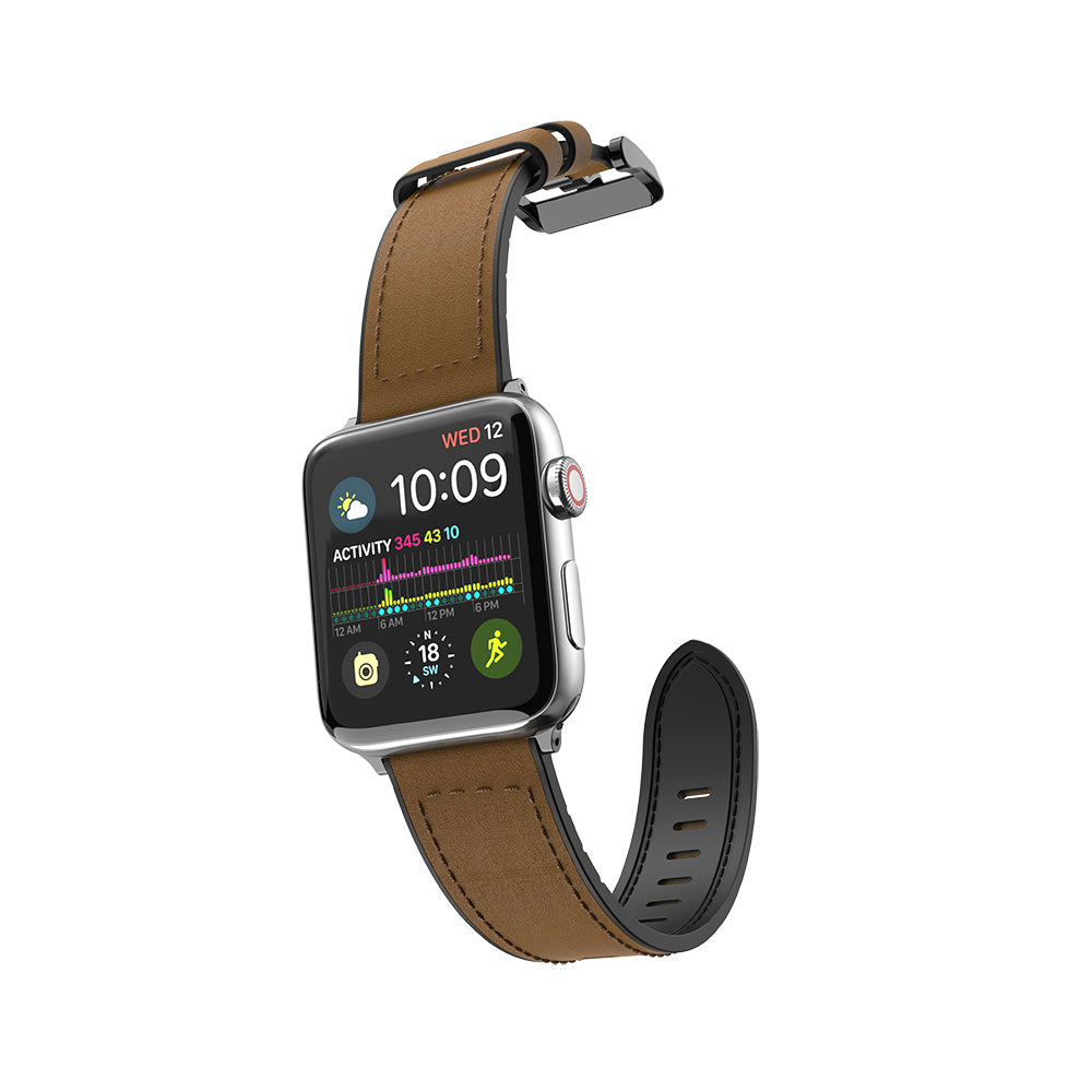 Apple Watch 10 42mm Raptic Hybrid Leather Serisi Deri Kordon Siyah