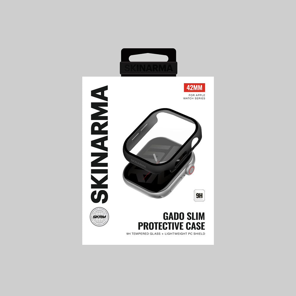 Apple Watch 10 42mm Skinarma Gado Sert Silikon Kasa ve Ekran Koruyucu Siyah
