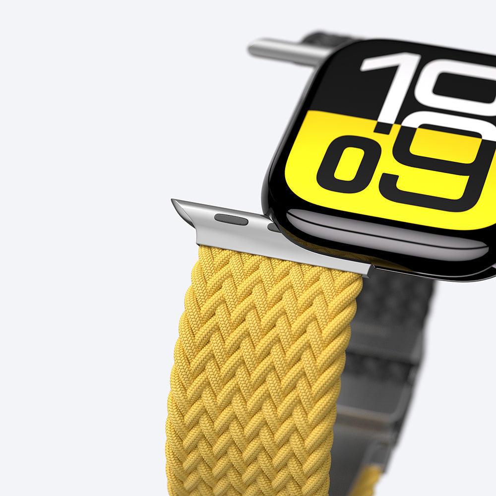 Apple Watch 10 46mm Amazingthing Glamour Blend Hasır Kordon Siyah-Gri