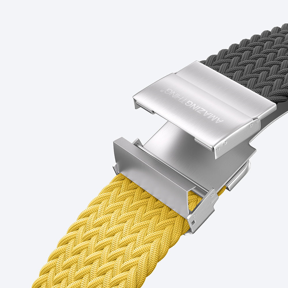 Apple Watch 10 46mm Amazingthing Glamour Blend Hasır Kordon Siyah-Gri